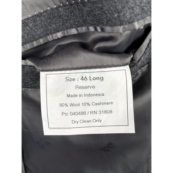 Jos A Bank Reserve Tailored Fit Blazer 46L Gray Wool Cashmere Luxury Sport Coat - Picture 8 of 8